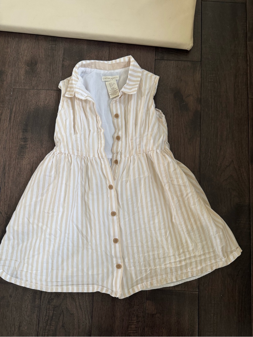 Cynthia Rowley Sleeveless Striped Button-Front Dress in Cream and White size 5